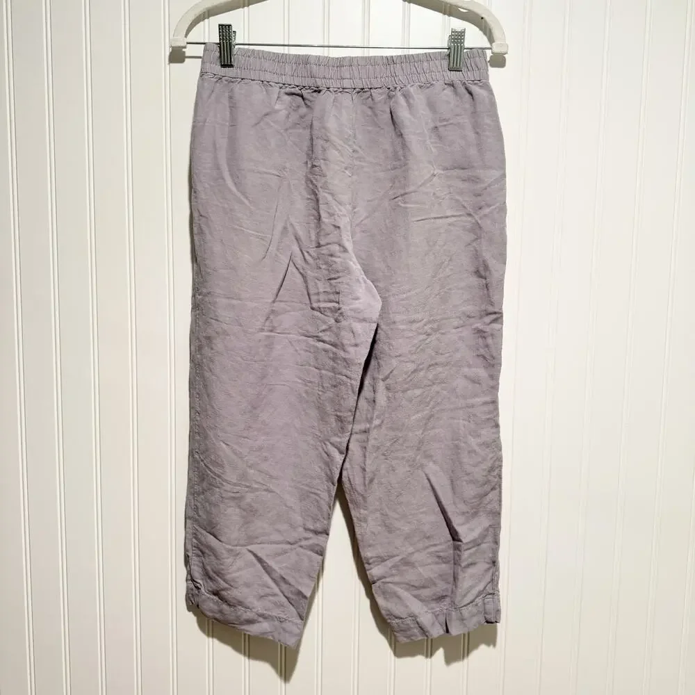 Madewell Linen Blend Pull On Pants Lavender Purple Size Small Petite Classic - Picture 5 of 6